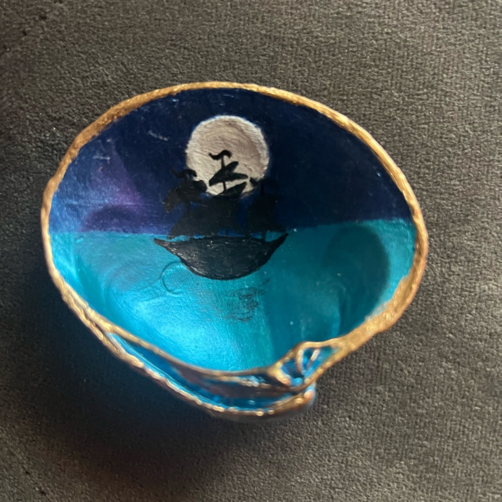 Hand-Painted Nautical Shell Dish